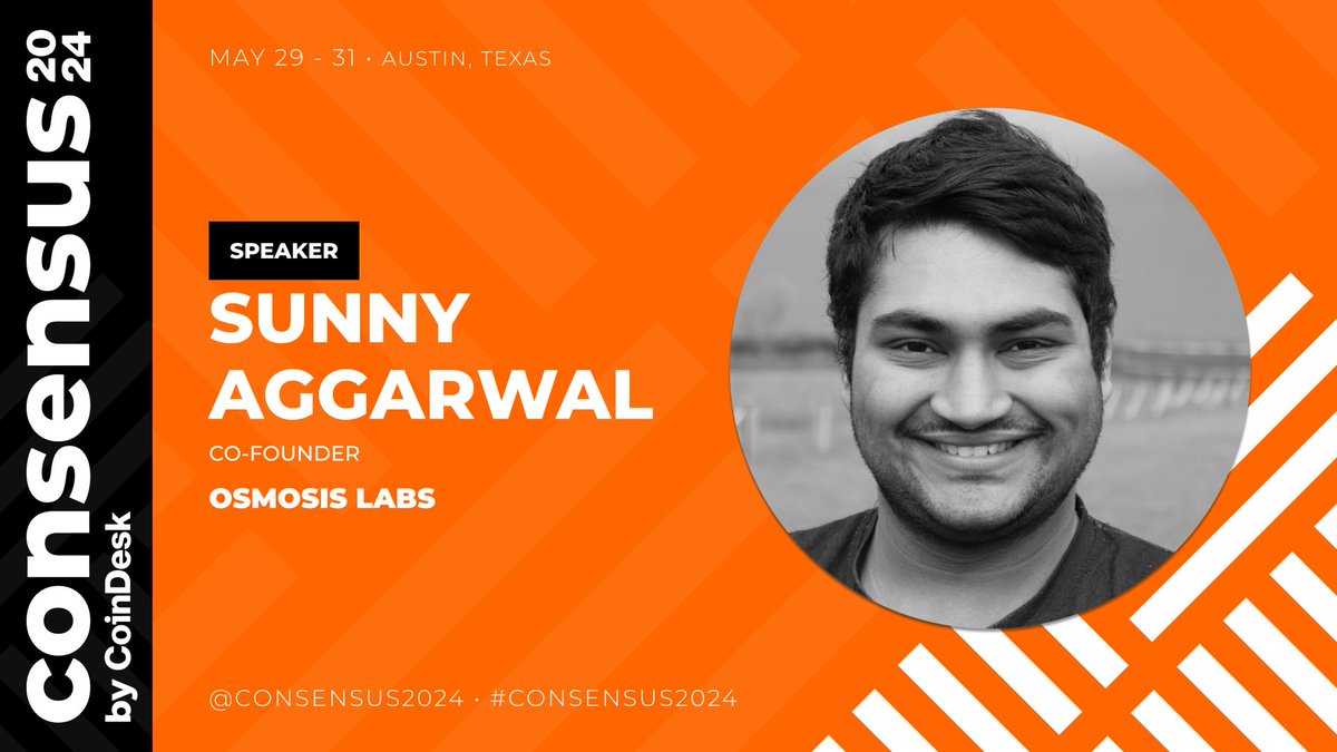 DeFi is evolving and @OsmosisZone co-founder @sunnya97 will step onto the #Consensus2024 stage to help us explore groundbreaking developments. Check out the full lineup of speakers: consensus2024.coindesk.com/speakers/?term…