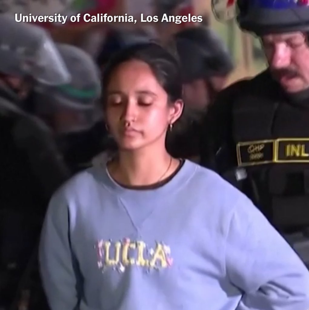 These protests at UCLA are only gonna snowball when people see their peers/friends or hall mates/club mates or *just that classmate in your sociology class* handcuffed and getting arrested by military-esque guards on national TV