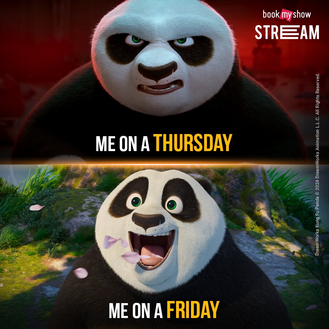 That feeling when you know the weekend is almooosttttt here >>>>> 🥳

Buy or Rent #KungFuPanda4 on #BookMyShowStream now with the link below 🔽
in.bookmyshow.com/movies/kung-fu…
