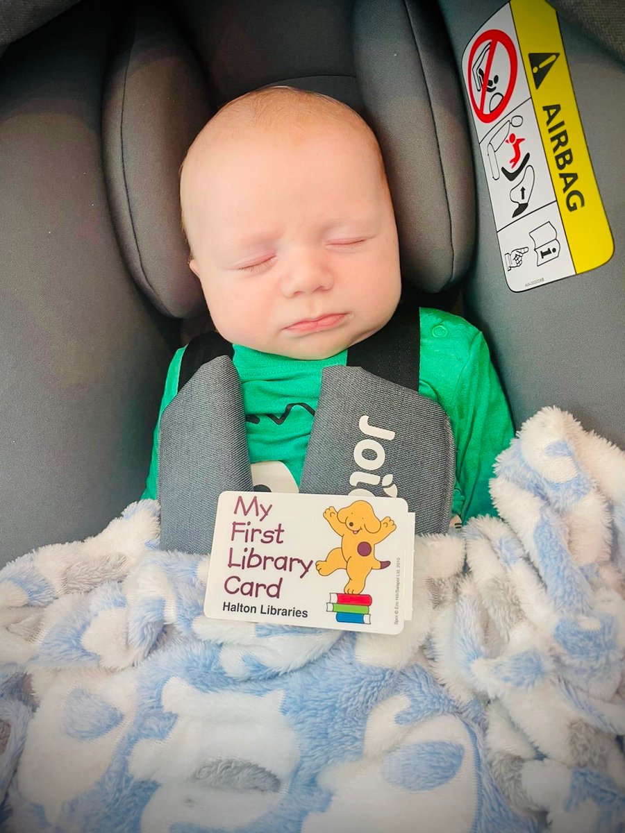 An especially warm welcome to our most recent Halton Libraries member Ben, aged just ten weeks ☺️ Welcome to the world of books, a lifetime of adventures awaits! 📚 KL