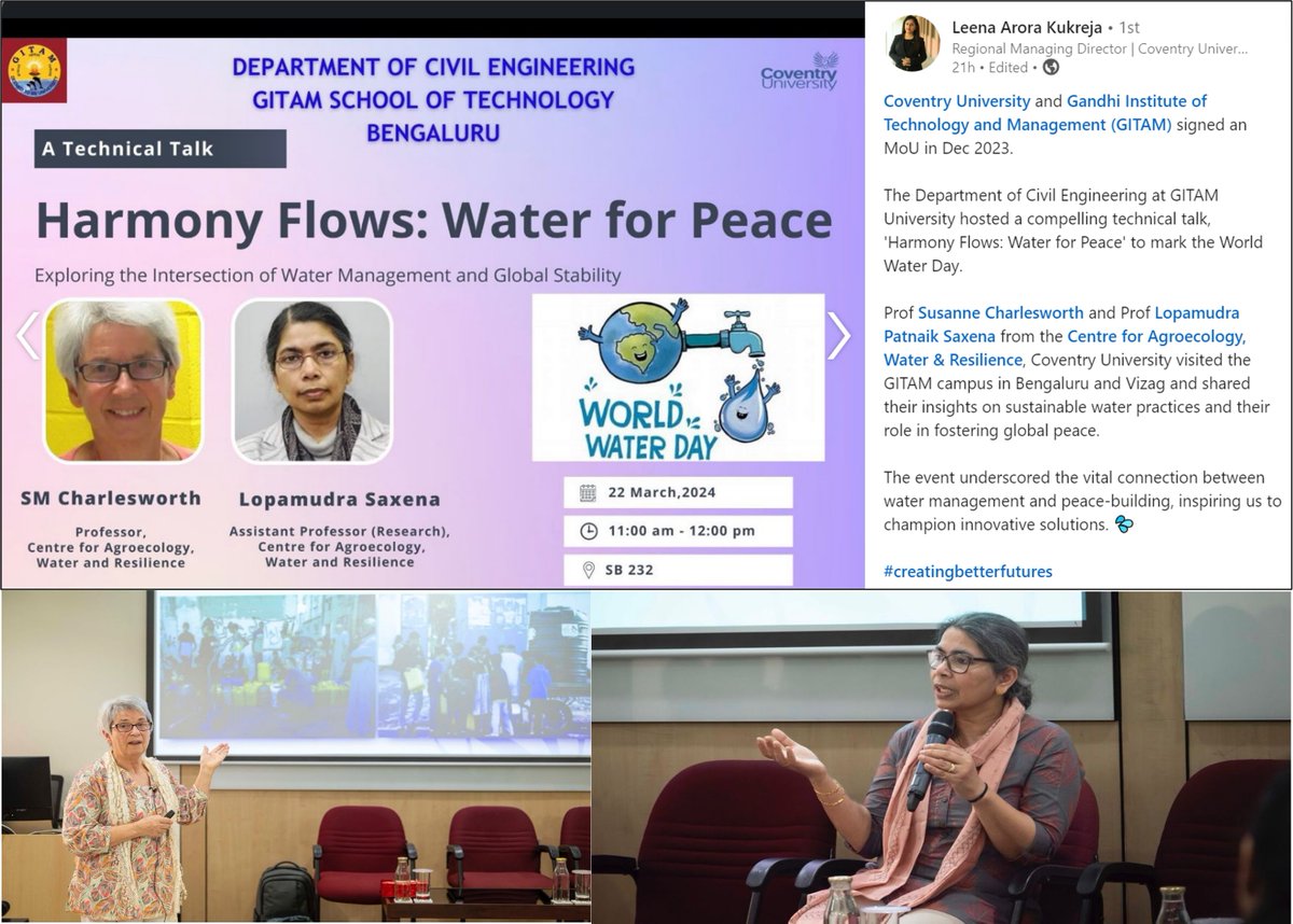 CAWR's Sue Charlesworth and Lopa Saxena contributed to World Water Day at GITAM University’s Bengaluru campus.
