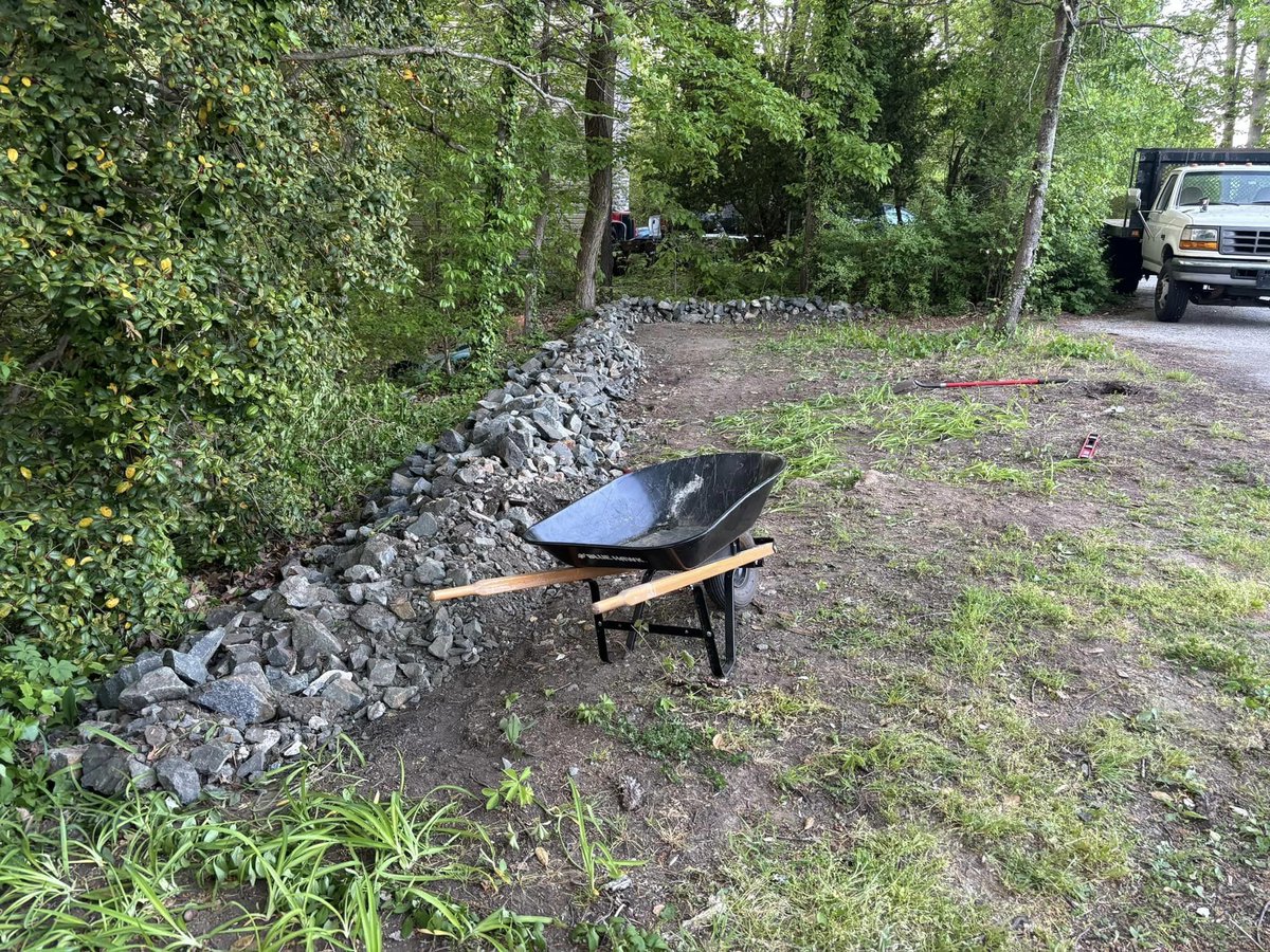 CBSAtlantaWxMan's tweet photo. HOW IT’S GOING & HOW IT’S BEEN: #Springproject continues! Dirt dumped, spread and generally leveled… tree on right removed. More hard-raking ahead, then crushed stone on top once it all settles! The weekend #rain should help with that! @Wisdommartintv #brosinthebackyard @WUSA9 https://t.co/ZdnXLnpeNf