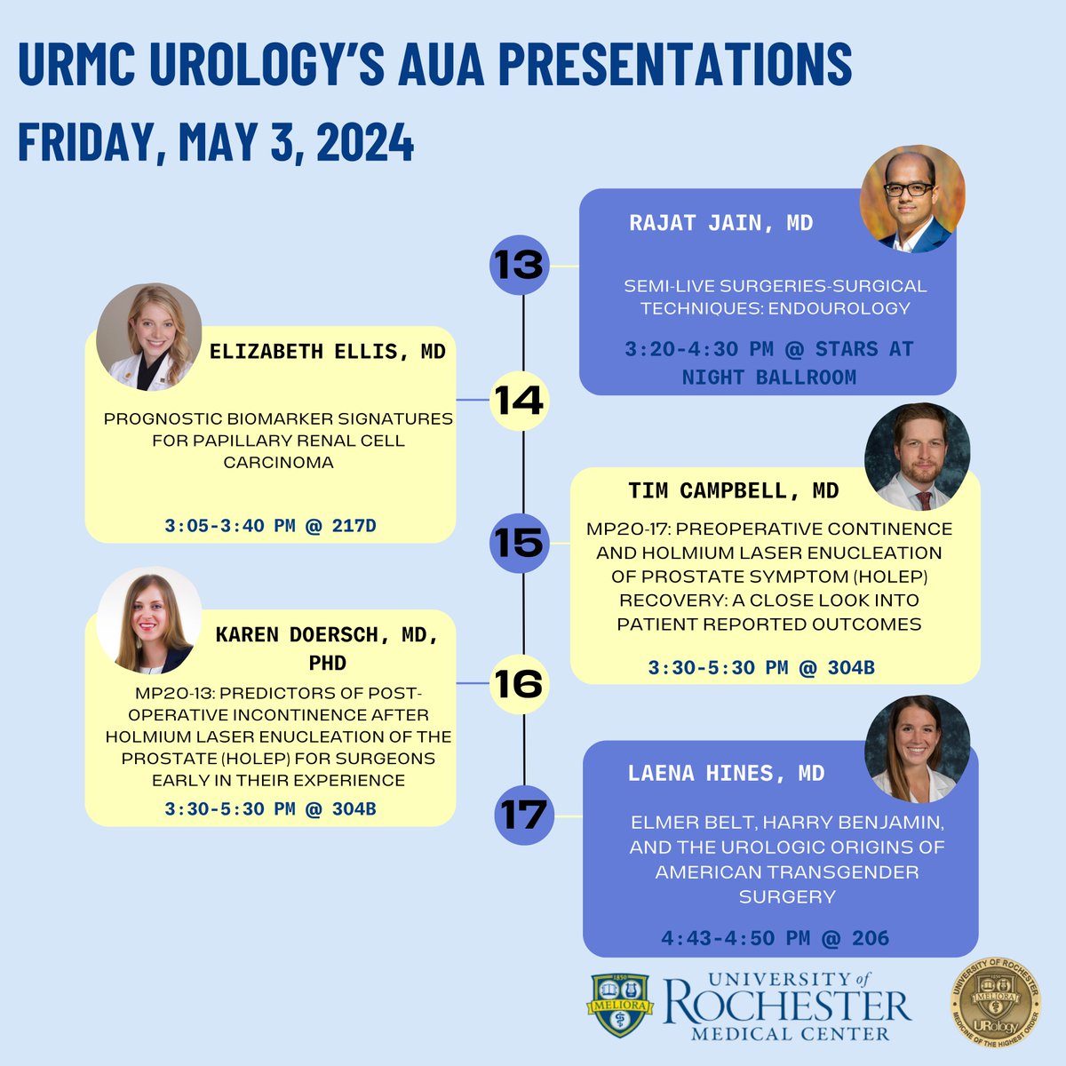 📣CLEAR THE CALENDARS ‼️ #URMCUrology is kicking off day 1 of #AUA24 meeting with 1⃣7⃣ events!! Come check us out; we can't wait to see you!😎🤠
@AmerUrological #URMCUroRes #URMCEndoUro