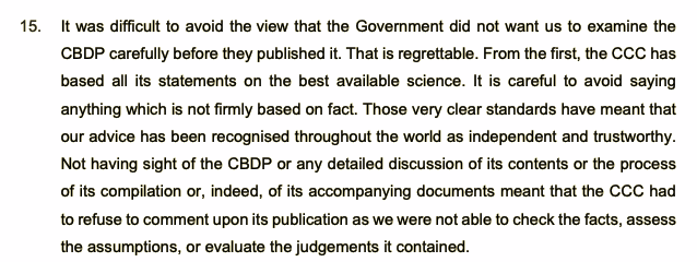 Not only has the High Court today ruled the Gov's climate plans to be 'irrational' and unlawful, it's clear that Gov actively sought to prevent proper scrutiny of those plans by bypassing @theCCCuk. See witness statement of @lorddeben: bit.ly/44pZqBn #RealCriminals
