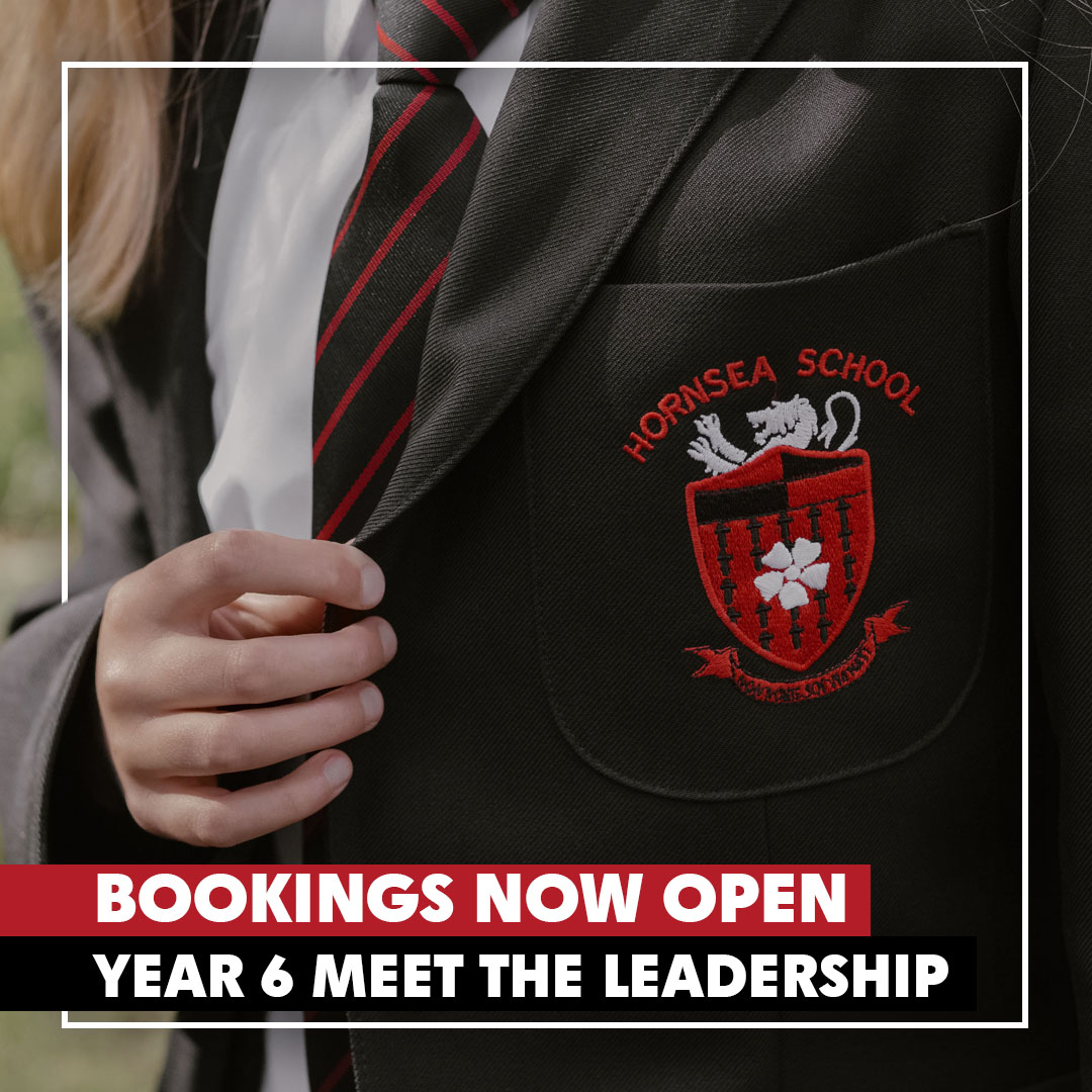 📢Parent of a future @hornseaschool Student? Check your emails for an invitation to Our Meet The Leadership evening. Visitors will have the opportunity to speak to our Leadership team, ask questions and browse uniform. Follow the link in your email to book ✉️