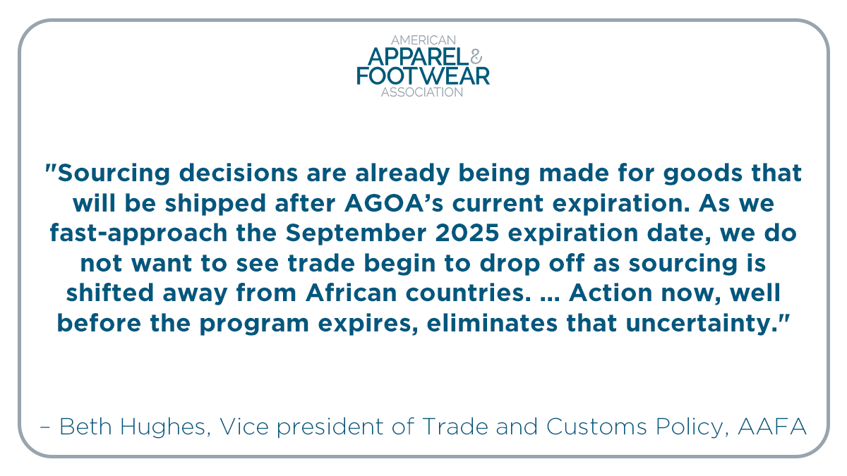 The U.S. must renew the African Growth and Opportunity Act (AGOA) to signal a strong U.S./Africa trade relationship. bit.ly/44vY0W7 #16MoreYears #WorldTradeMonth #RenewAGOA