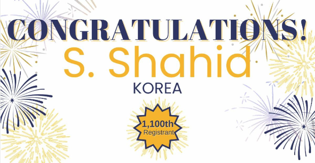 Congrats to our 1,100th Registrant for #CRS2024! Register now: 👉ow.ly/6KZq50RsWhc CRS would like to congratulate S. Shahid of Korea for being the 1,100th registrant for the CRS 2024 Annual Meeting! Not registered? Register today! #controlledreleasesociety #pharma