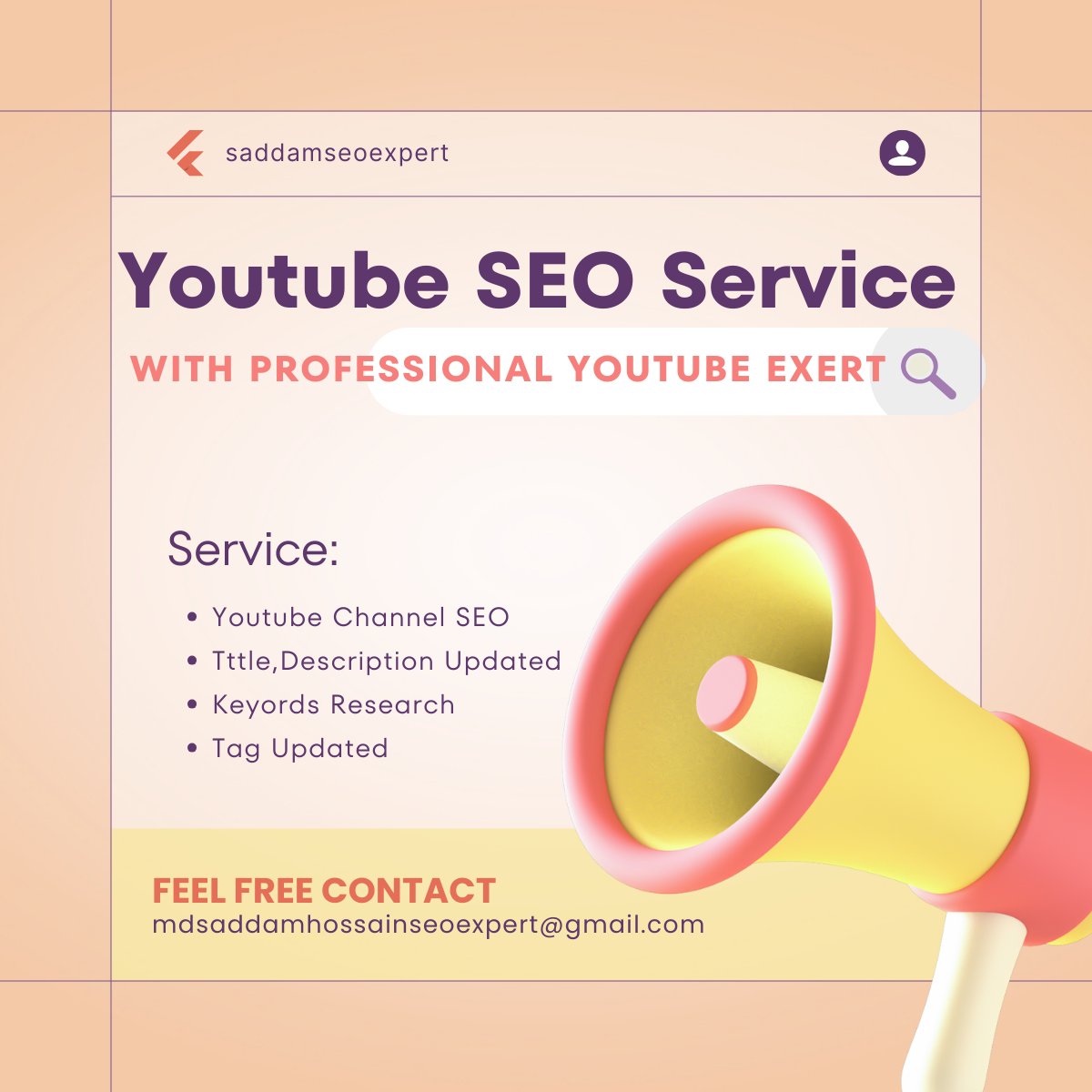 Youtube SEO Service:
#YouTubeSEO
#VideoOptimization
#YouTubeRanking
#VideoSEO
#YouTubeTraffic
#ChannelGrowth
#YouTubeAlgorithm
#SearchEngineOptimization
#YouTubeMarketing
#ContentStrategy