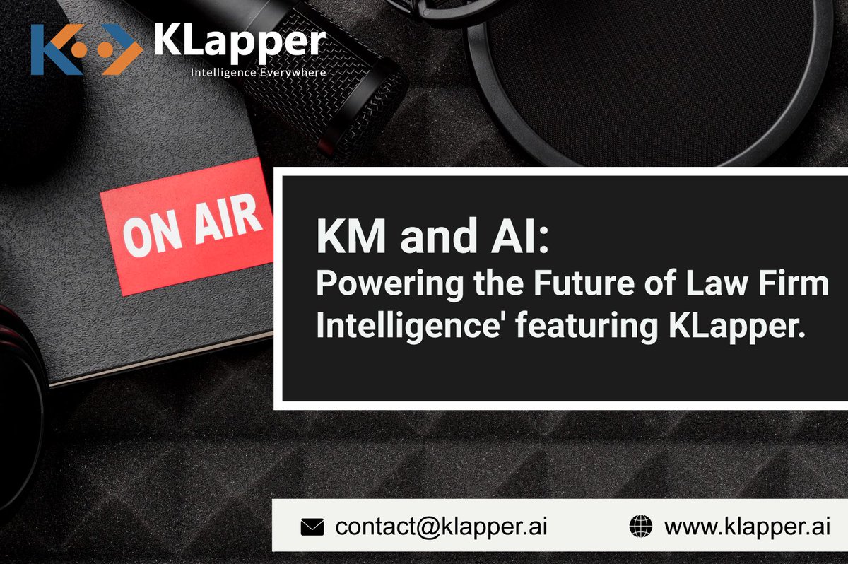 Tune in to our latest podcast episode - KM and AI: Powering the Future of Law Firm Intelligence' featuring KLapper – Hosted by Bob Ambrogi. podcasts.apple.com/us/podcast/klo… #podcast #pressnews #klapper #virtualassistant #lawfirms #lawfirm #legalfirms #ai #artificialintelligence