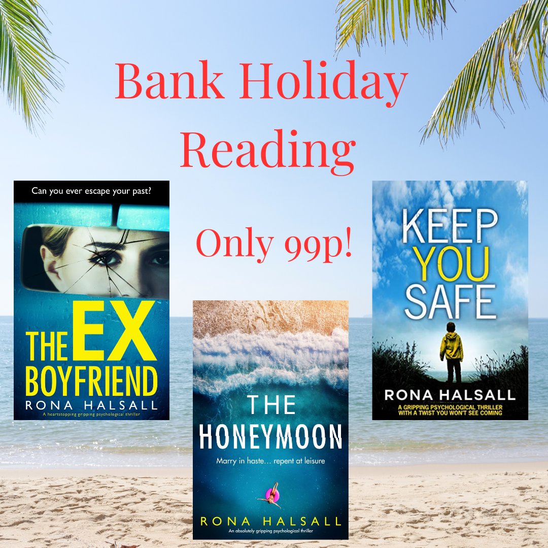 Bank holidays are for reading, right? Especially when the forecast is less than good.

Here's a choice of 3 for 99p!😊

You can check them out on my Amazon page:
tinyurl.com/yfk4ydyt

@bookouture @nholten40 #kindlemonthlydeal