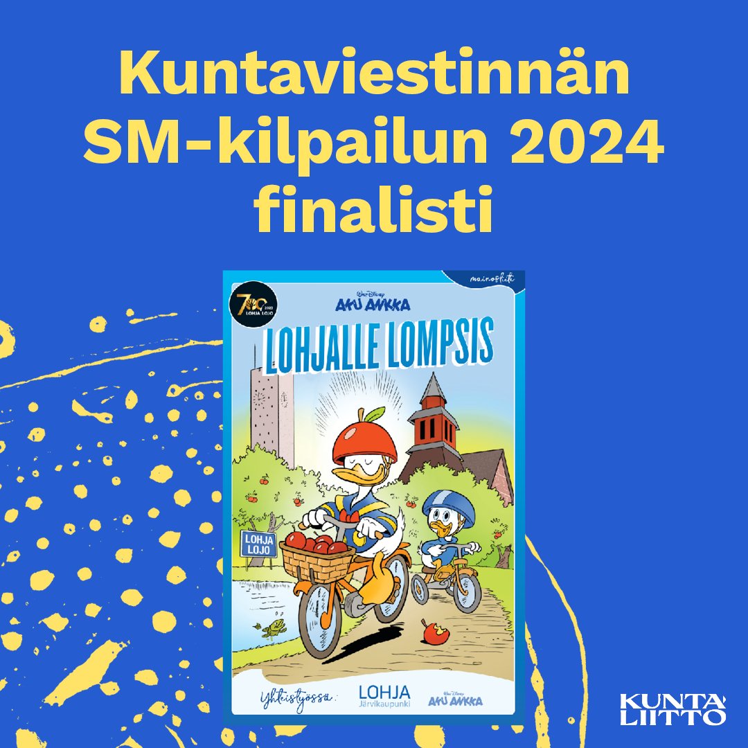 Kuntaviestinnän SM-kilpailun kovaan kärkeen mahtui kuusi finalistia 🥇 Ensimmäinen esittelemämme finalisti on @lohjankaupunki Aku Ankka -erikoisliitteellä 👏 'Lohjan kaupungin kamppis on iloinen, hauska ja oikeissa käsissä.' akuankka.fi/lehti/5370