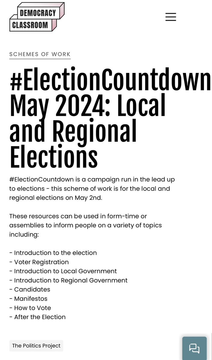 🗳️ #LocalElections2024 results will be trickling in throughout today and tomorrow as the votes are being counted! Did you know we have FREE post election #SchemesOfWork for educators to support covering the elections with young people? Check them out 👉 democracyclassroom.com/schemes-of-wor…