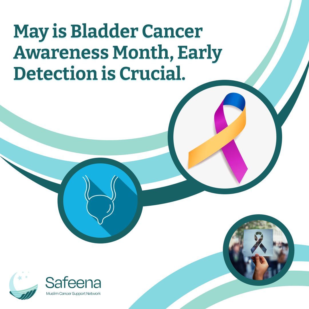 It's Bladder Cancer Awareness Month! 🚨 Early detection saves lives. While symptoms may not always be cancer, seeking medical advice ensures early diagnosis and proper treatment. Don't ignore them, talk to your doctor. 👨‍⚕️👩‍⚕️ #BladderCancerAwareness #MuslimCancerSupport ❤️