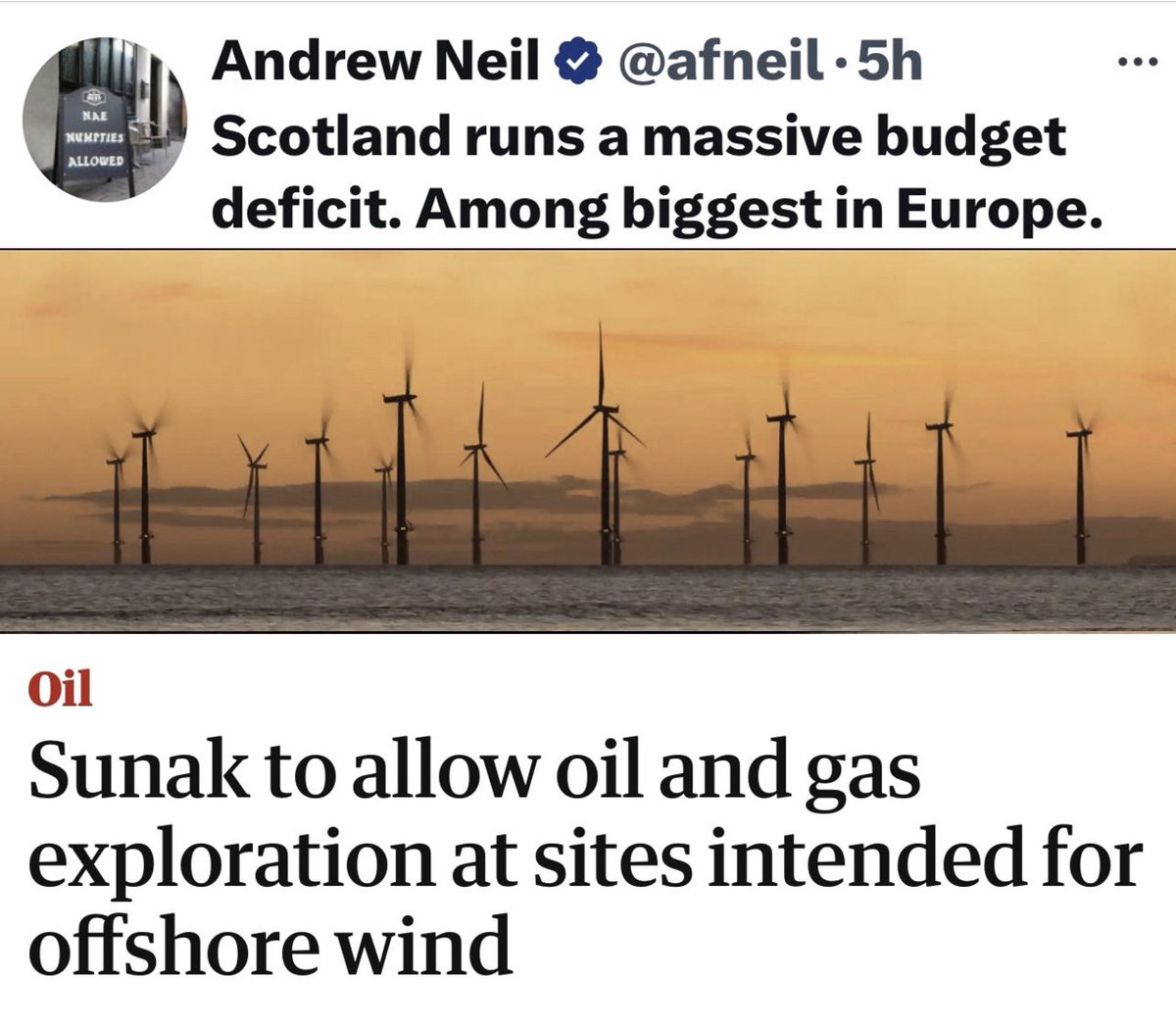 Unionists: Scotland is an economic basket case. Also Unionists: we’re having that fuckton of oil & gas beneath your vast endless renewable resources.