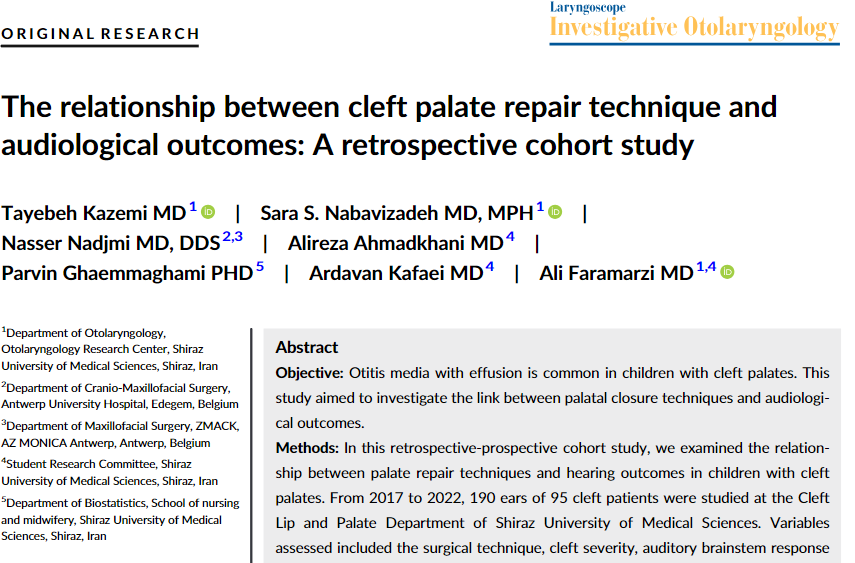 How does cleft palate repair technique affect audiological outcomes? This new article in Laryngoscope Investigative Otolaryngology explores. ow.ly/BKnZ50RmwZ3