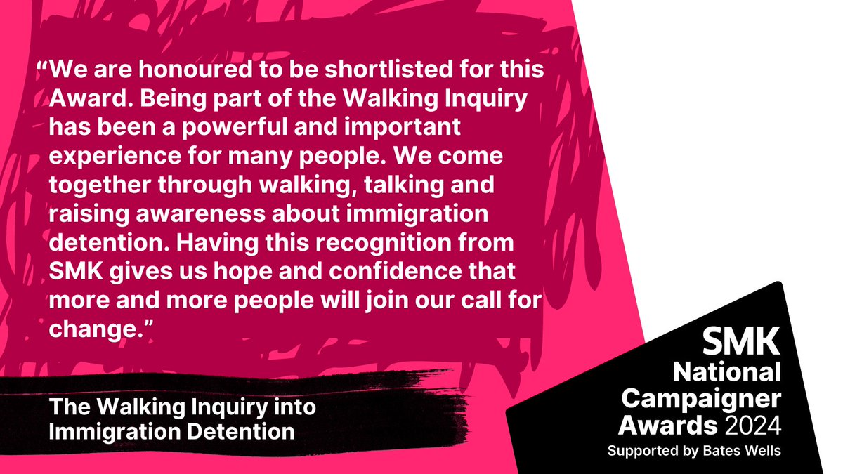 Congratulations to @RefugeeTales @GatDetainees – shortlisted for Amplifying Voices in the #SMKAwards2024. 

Winners will be announced on 15 MAY. 

More details here smk.org.uk/awards_nominat…
#LoveCampaigning