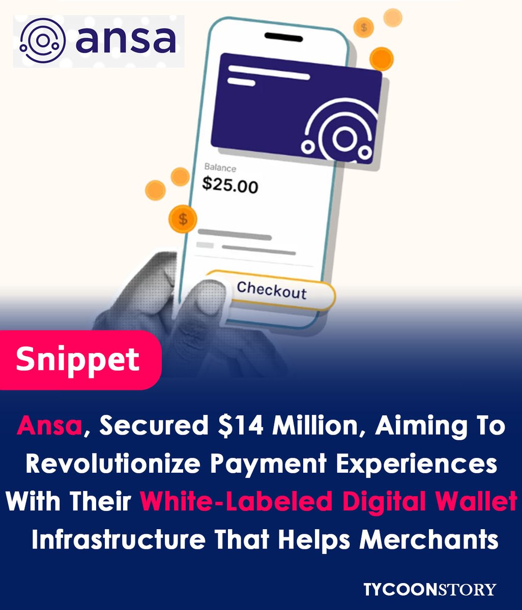 Ansa, raised $14 million in Series A funding led by Renegade Partners. #Ansa #SeriesA #StartupFunding #VirtualWallets #DigitalPayments #FinTech #WhiteLabel #WalletAsAService #CustomerExperience #RetailTech #PaymentSolutions #TransactionFees #Revenue ansa.dev