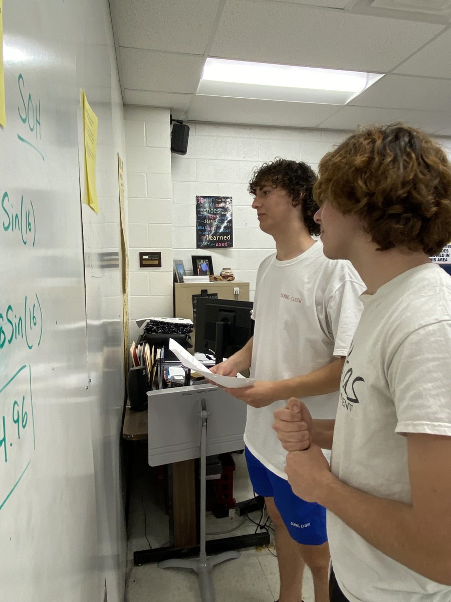 Geometry teachers collaborated for an engaging lesson, combining classes for interactive stations reinforcing trigonometric ratios through varied activities like whiteboard challenges, math scavenger hunts, and peer teaching. #TeamTeaching #MathFun #CHSinAction 📐✏️