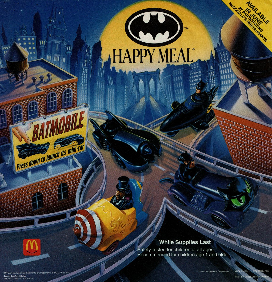 High-res scan of Batman Returns McDonald's Happy Meal ad (1992)