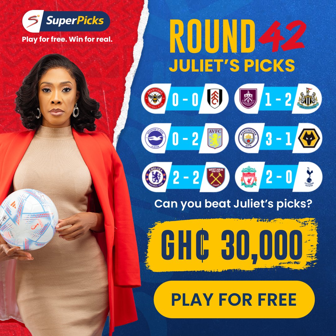 SuperPicksGH's tweet photo. Business end 💼

@julietbawuah thinks it will be an easy win for the Citizens when Wolves 🐺 visit the Etihad 👀

Go to https://t.co/f5FLcOacaD &amp; submit your picks TODAY! 

#SuperPicks #Jackpot https://t.co/KsaDHcbiBe
