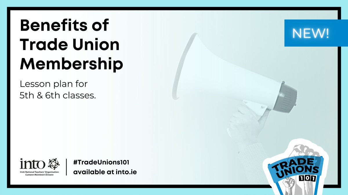 📣 To celebrate May Day why not use one of our #TradeUnions101 lesson plans for 5th & 6th class / P7 & Year 8 pupils, to teach your class about the history of trade unions. 🔗 More: bit.ly/TradeUnions101