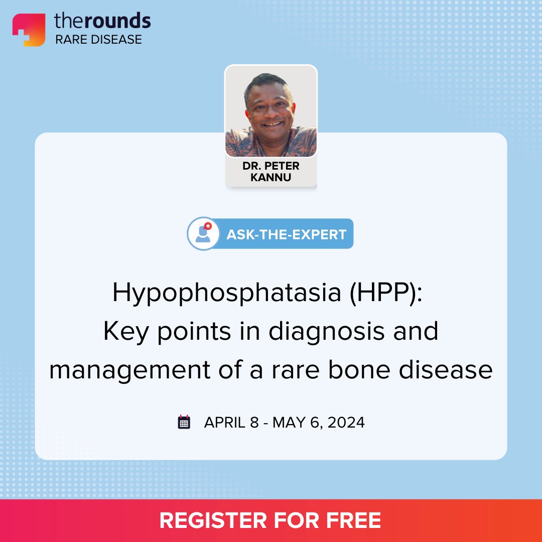 Join The Rounds to discuss #Hypophosphatasia (#HPP) – a rare bone disease. From recognizing red flags to navigating diagnostic dilemmas, this event will equip you with valuable insights! 

➡️ Register today: app.therounds.com/PeterKannu