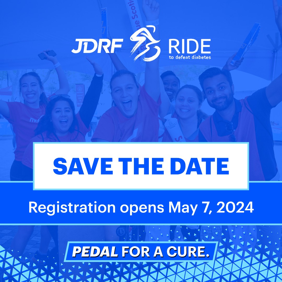 Save the date! Registration opens May 7, 2024 for the JDRF Ride to Defeat Diabetes! 💙🚲    We might have a new name, but the JDRF Ride to Defeat Diabetes is still the same high-energy stationary bike cycling event combining team building and friendly competition!