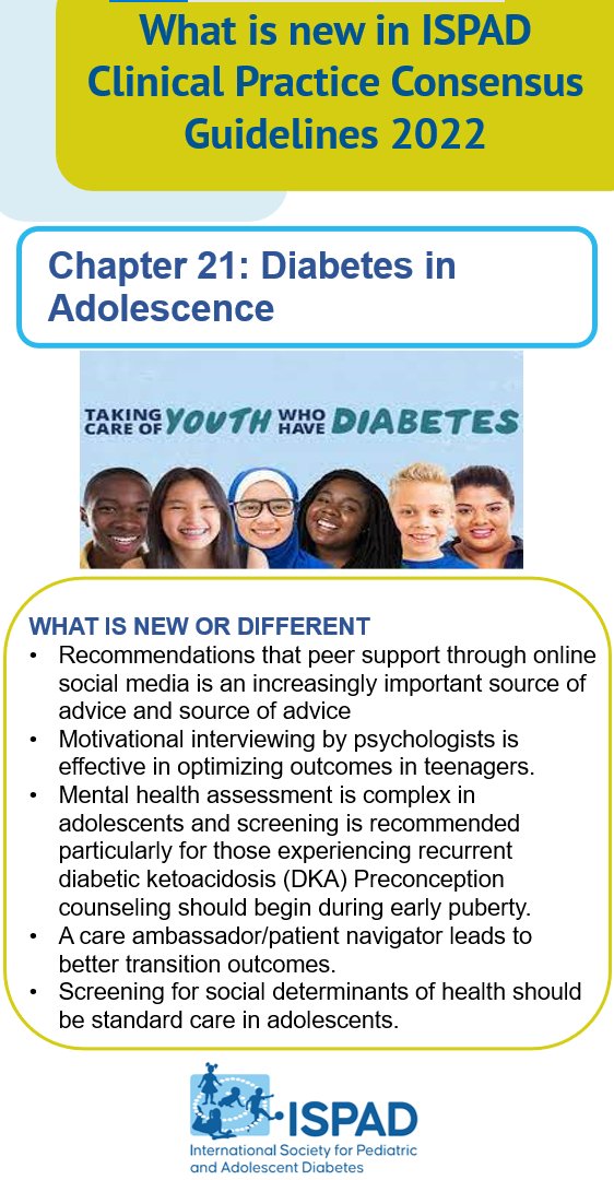 💬 Check out new ISPAD 2022 guideline Chapter 21 ‘Diabetes in Adolescence’ on recommendations that peer support through online social media is an increasingly important source of advice. loom.ly/LTOPhFA #ISPAD #ISPADGuidelines2022 #PediatricDiabetes #adolescencediabetes