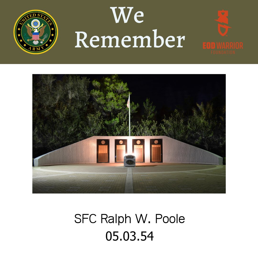 The EOD Warrior Foundation remembers SFC Ralph W. Poole, who made the ultimate sacrifice on this day in 1954.

#EOD #WeRemember #Army #ArmyEOD