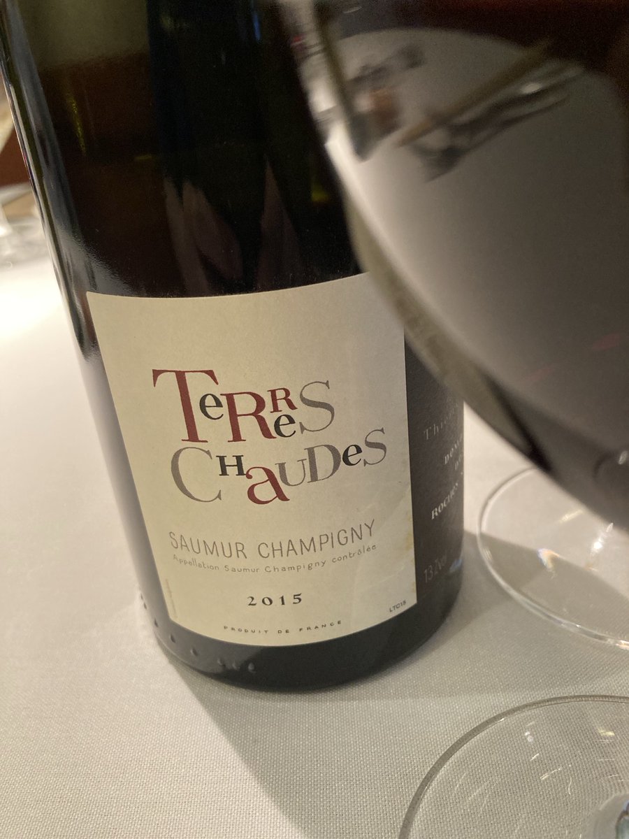 Always a great source of #SaumurChampigny, #ThierryGermain,his outstanding 15 #TerresChaudes,deep ruby,aromas of red/black currant,lardon,thyme,roasted pepper & molasses,medium body,great texture,layers of crispy,orange infused cranberries,still evolving but w/huge potential,NICE