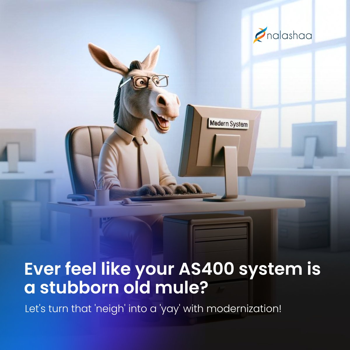 Old AS400 system acting like a stubborn mule? Let's modernize and turn that 'neigh' into 'yay'! 🐴 

bit.ly/4aFwbfL

#ModernizeIT #AS400 #IBM #IBMi #Modernize #ASZPHS