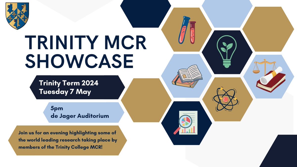 Next week! Don't forget our @TrinityMC postgraduates are presenting another Research Showcase, with short talks on a variety of research topics from cancer radiotherapy and quantum computing to early 20th century Buddhism! Join us: ow.ly/EPIN50RqIzk