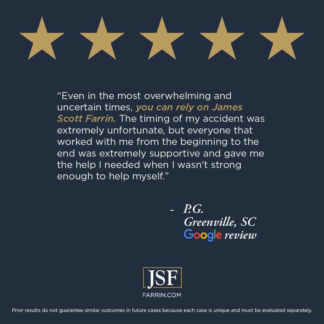#happyclient #10outof10wouldrecommend #wouldrecommend #injuredatwork #hurtonthejob #sc #southcarolina #workerscompensation #workerscomp #socialsecurity #socialsecuritydisability #caraccident#personalinjury #lawfirm #lawyer #attorney #jamesscottfarrin #tellthemyoumeanbusiness