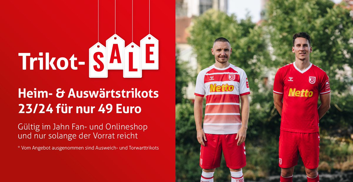 𝗧𝗥𝗜𝗞𝗢𝗧-𝗦𝗔𝗟𝗘 | Reduziert auf 49€ 👕 Endspurt! Deckt Euch für die letzten Spiele ein und unterstützt die Jahnelf in einem der Heim- oder Auswärtstrikots der aktuellen Saison 23/24 🤍❤️ Nur im Jahn Fan- und Onlineshop - solange der Vorrat reicht. #miaspuinfiaeich