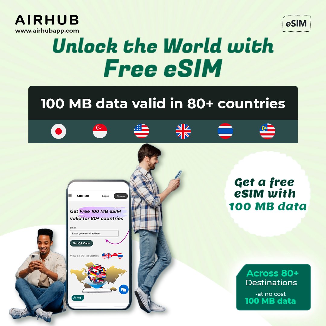 Love freebies? 🎉 Hop on board and grab your FREE eSIM from us! 🌍✈️ Visit bit.ly/3w7XJfu now and claim your essential travel companion at no cost. Don't miss out!

#new #fridaymorning #newtrends #trending #esim #traveltips #Travel #travelsmart  #FreeData #TravelEasy