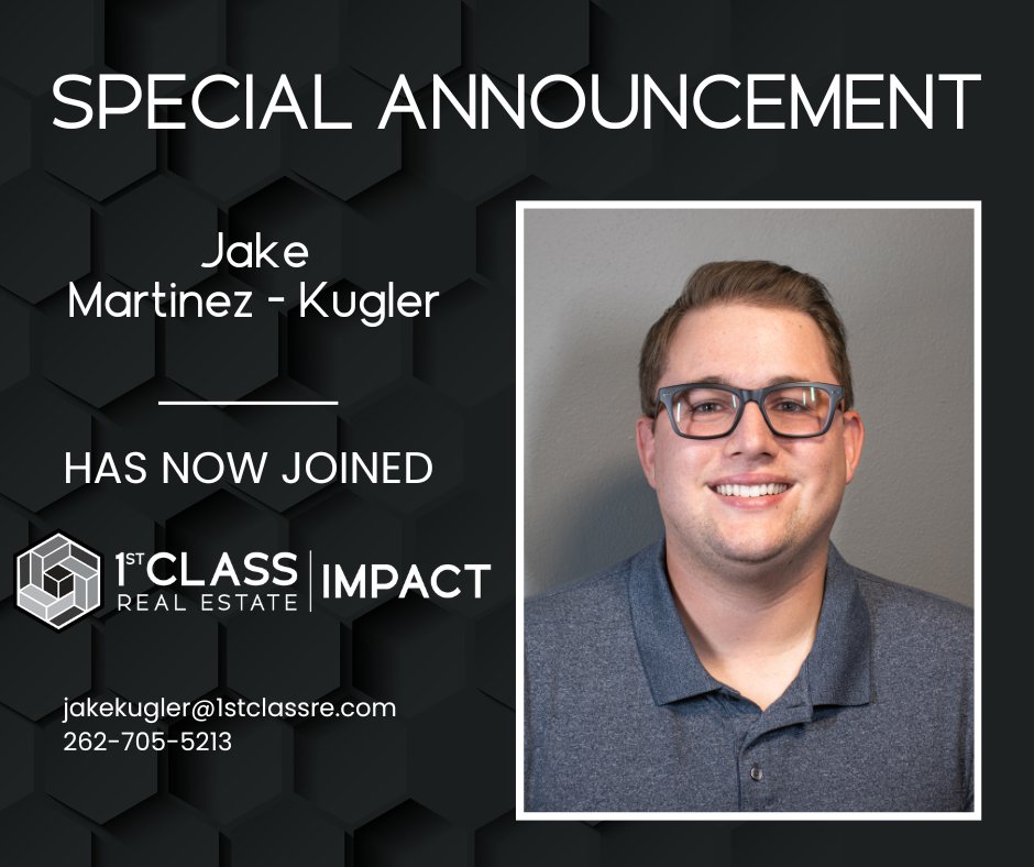 Welcome to the Team Jake!  If you are looking to buy or sell in the Milwaukee/Kenosha WI area give Jake a call!  #welcome #1stclassimpact #1stclassrealestate #milwaukeerealestate #kenosharealestate
