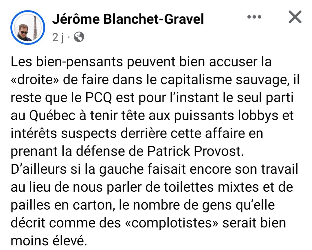 Excellent réflexion de M. Blanchet Gravel.