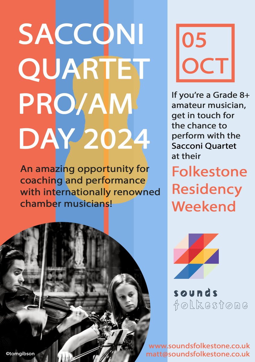 Unique opportunity for capable amateur musicians of ANY age to be coached by, rehearse, and perform with one of the UK's leading chamber music ensembles. Please spread the word to friends, students and family members