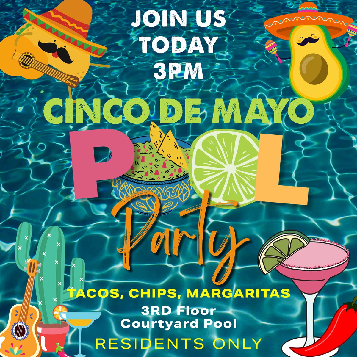 ATTENTION Platform3750 Residents Only! Join us today at 3pm for some Cinco De May fun at the courtyard pool. Feast on tacos, chips and margaritas! Let's do this! #platform3750 #miami #coconutgrove #luxuryapartments #cincodemayo#poolparty #tacos #margaritas #happyhourfun...