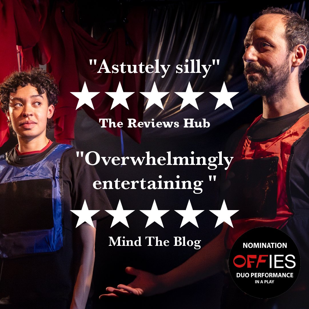 Proud to say that #EnglishKingsKillingForeigners is an OFFIES nominee - thank you @OffWestEndCom!

Huge congrats to Nina + Phil for their nom for Best Duo 👑

The response to the show has been incredible - just over a week left to catch us @CamdenPT!

🎟️: cptheatre.co.uk/whatson/Englis…