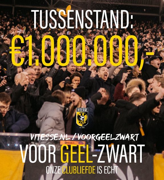 1.000.000!!! 💪🏻💰

Wat een mooie mijlpaal! 💛🖤

Doneren? -> 🔗
buff.ly/3Uiv8Mm

#vitesse