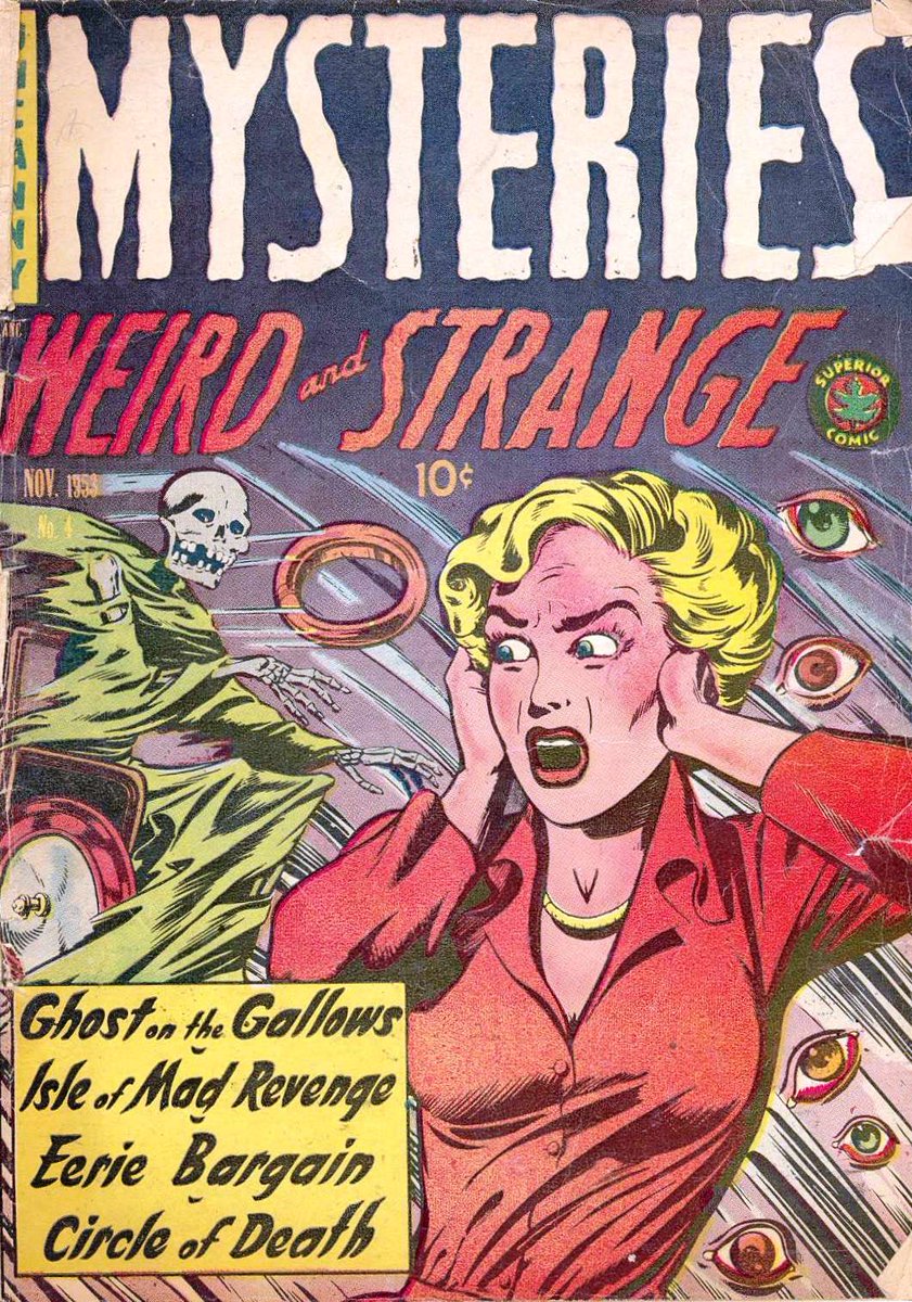 Comic Book Cover of the Day: 1953 Mysteries Strange  and Weird #4 from Superior. Artist Unknown. #comic #ComicArt #comicbook #comicbookcover #comicbookart 
#horror #HorrorArt