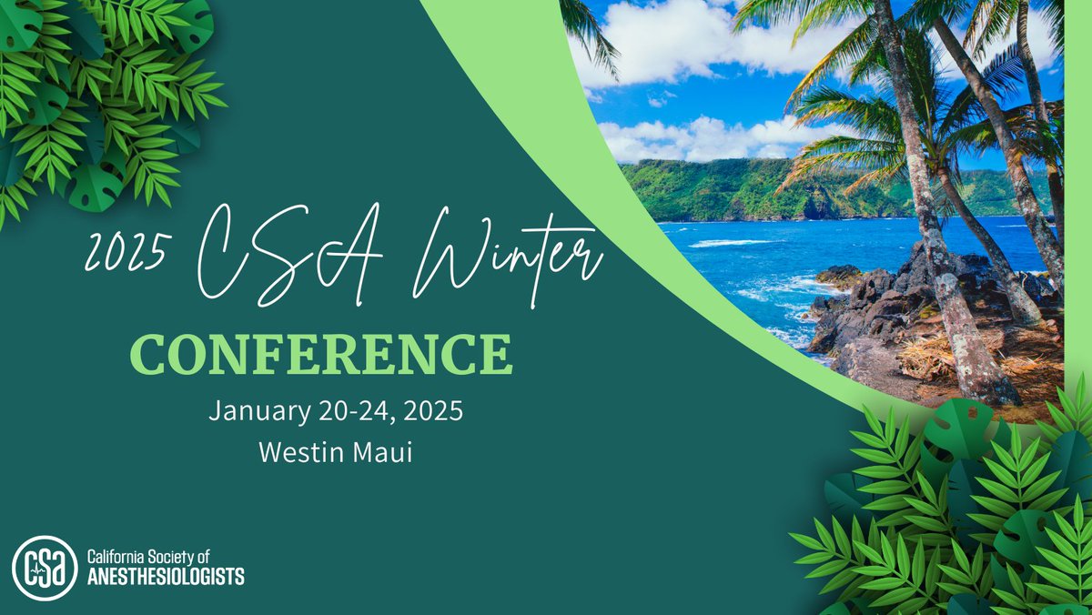 Program brochure now available for CSA's 2025 Winter Anesthesia Conference in Maui! Check out our world-class speakers and register today! ow.ly/7kzg50Rw4xs. #CSAWinterConf25