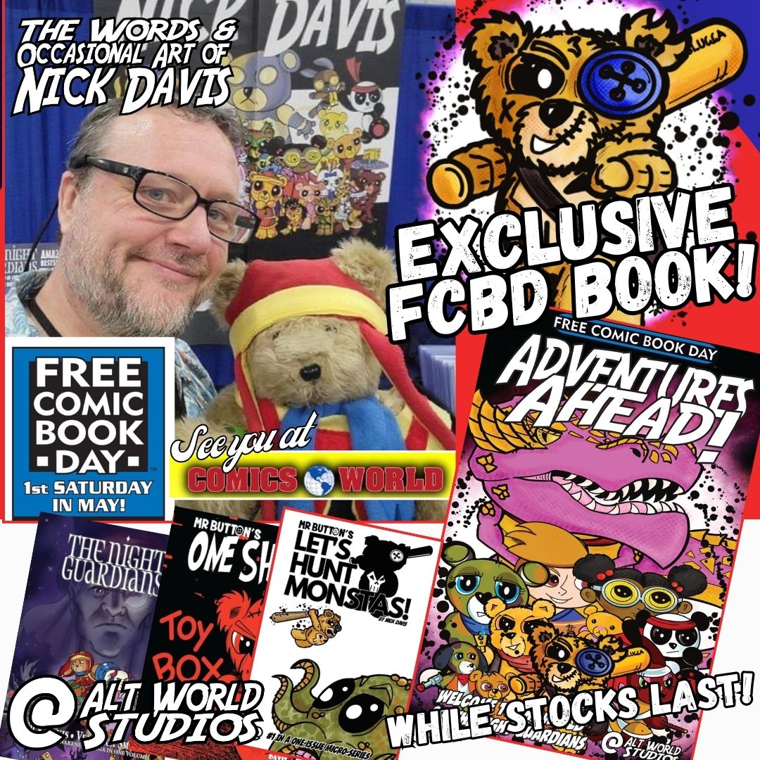 A reminder that I will be at @ComicsWorldPA for @Freecomicbook day. See y'all there!!! #comics #comicbooks #letshuntmonstas #nightguardians #freecomicbookday #fcbd #mrbutton #exclusive