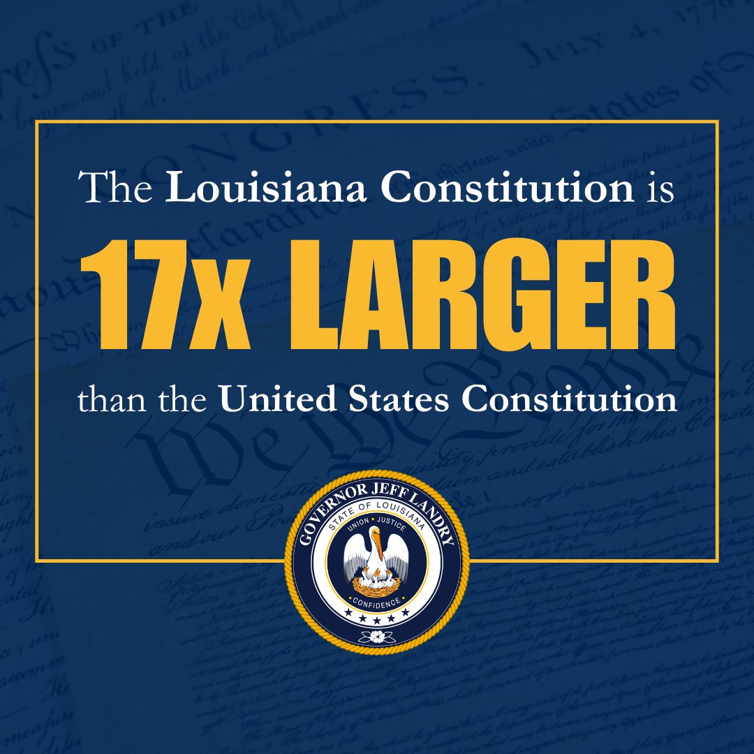 A new and uncomplicated constitution reflective of our own great nation’s is a much needed step towards making Louisiana as great as we know it can be. #lalege #lagov