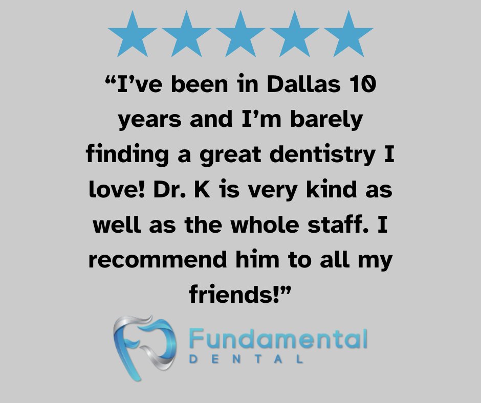 We love reading through our reviews! We thank each and every one of you for the continued love and support! 💙

#FundamentalDental #FunDental #Dentist #Dental #DentistOffice #DentalTreatments #OralHygiene #RootCanals #Crowns #Bridges #Pediatric #Smile #SmileConfidently #DallasTX