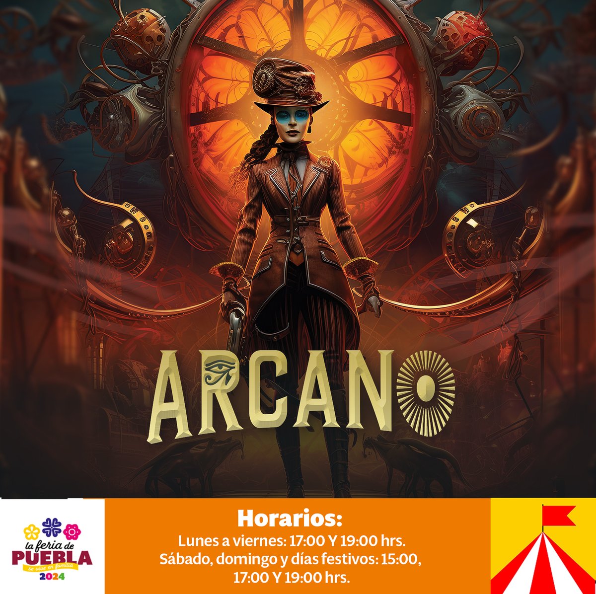 En la #FeriaDePuebla, la diversión está asegurada con 'Arcano' ¡No te lo puedes perder! Acrobacias impresionantes y destreza física te esperan en este espectáculo circense.