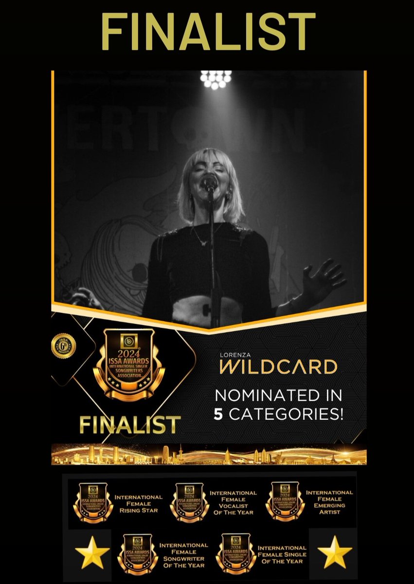 HAVE YOU HEARD THE NEWS? I'm now a FINALIST for the International Singer Songwriter #Awards in the 5 categories I was nominated in. Thank U to everyone who has been voting! You’re My Army! Winners to be revealed at the Live Awards Show on Aug 24 in Atlanta USA @ISSAsongwriters