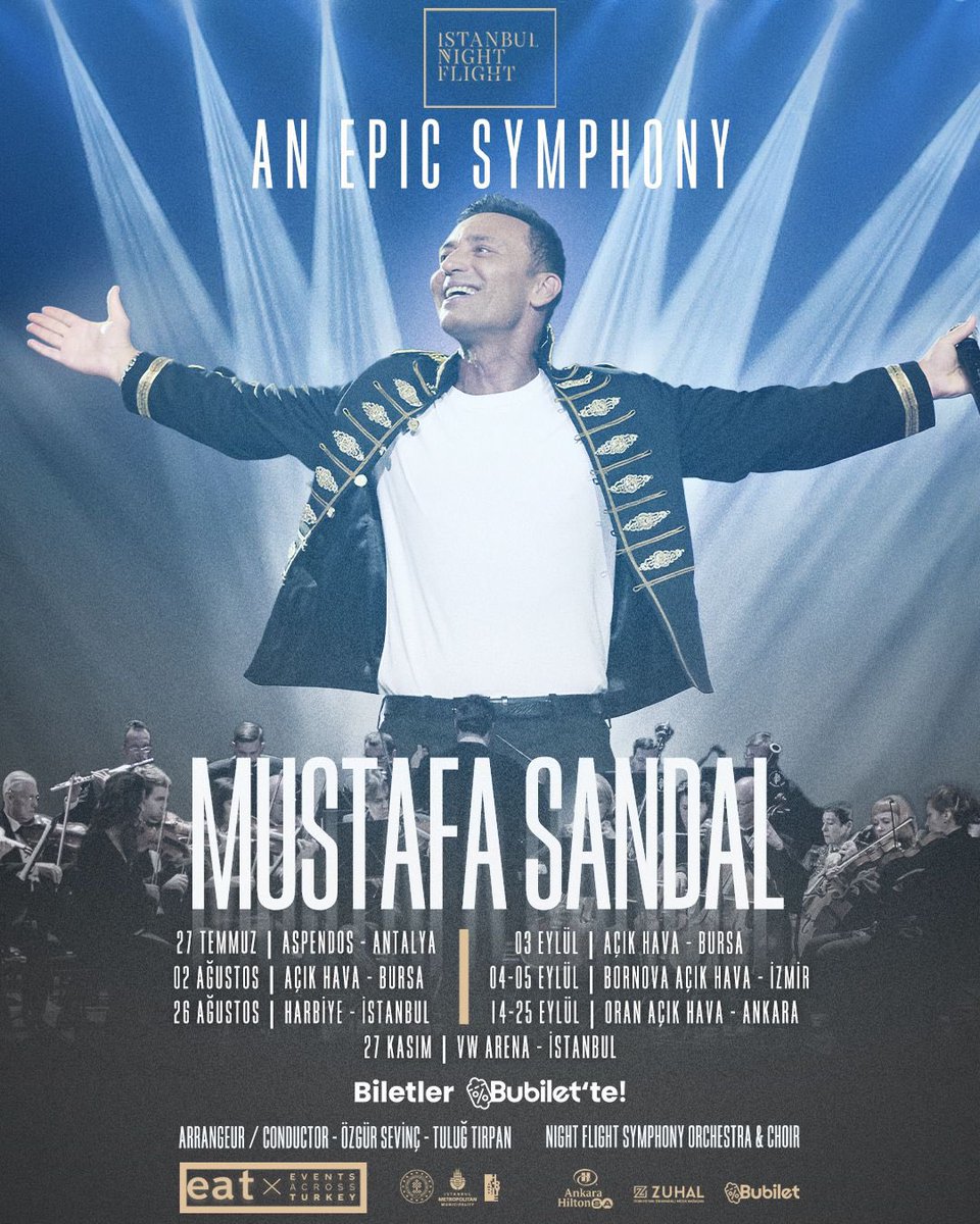 Mustafa Sandal, dev bir orkestrayla konserler vereceğini duyurdu. Konserlerin biletleri 4 Mayıs Cumartesi 13:00’te Bubilet’te satışa açılacak.