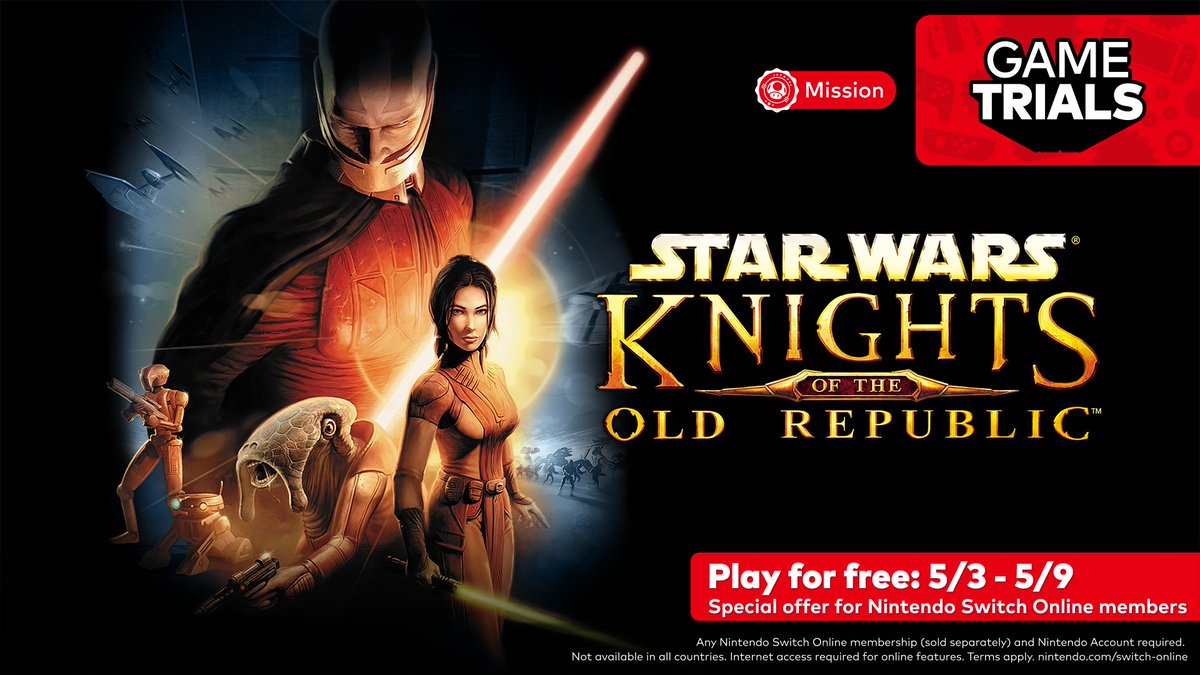 #NintendoSwitchOnline members! You can now download and try the full STAR WARS: Knights of the Old Republic game at no additional cost until 5/9 11:59pm PT. Learn more: ninten.do/6017YRPyz